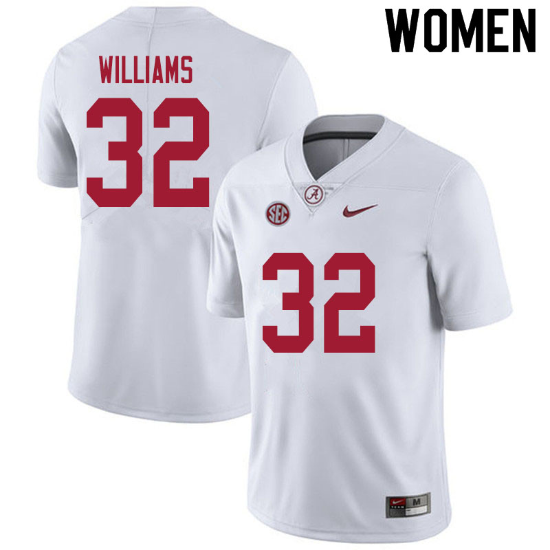 Women #32 C.J. Williams Alabama White Tide College Football Jerseys Sale-White